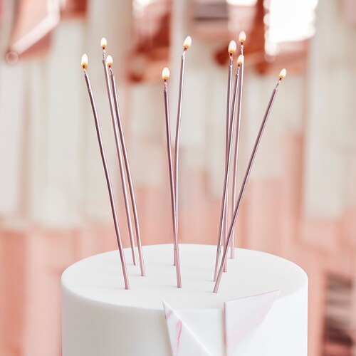 Tall Skinny Rose Gold Birthday Cake Candles 12 Rose Gold Tall Etsy