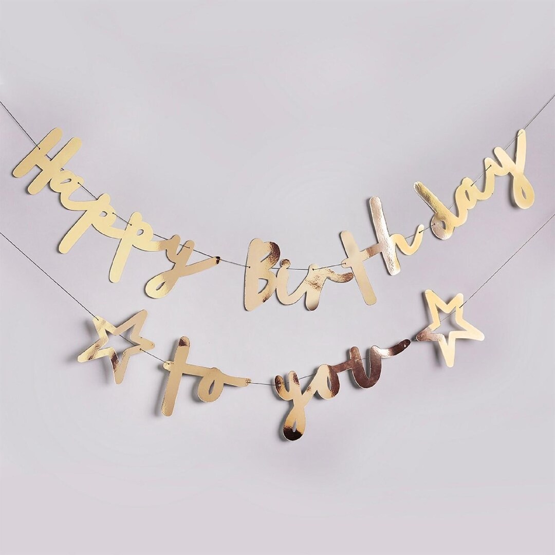 Gold Happy Birthday to You Banner, Gold Birthday Bunting, Gold Birthday