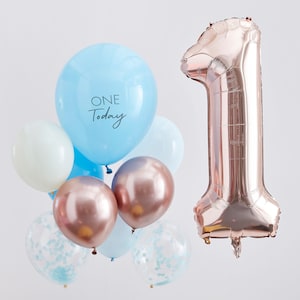 Blue And Rose Gold First Birthday Balloons, 1st Birthday Decorations, 1st Birthday Balloons, First Birthday Balloons, Boys 1st Birthday
