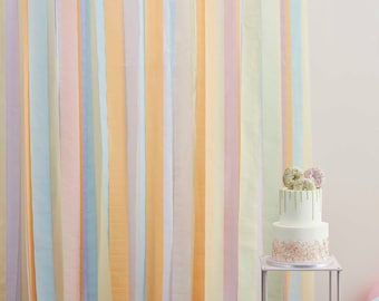 Pastel Streamer Party Backdrop, Pastel Party Decorations, Rainbow Party, First Birthday, Girls Birthday Party Backdrop, Party Streamers