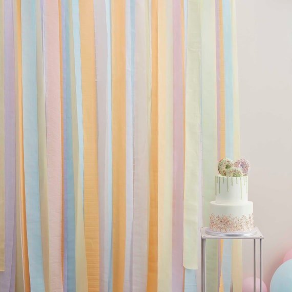 Pastel Streamer Party Backdrop, Pastel Party Decorations, Rainbow Party,  First Birthday, Girls Birthday Party Backdrop, Party Streamers 