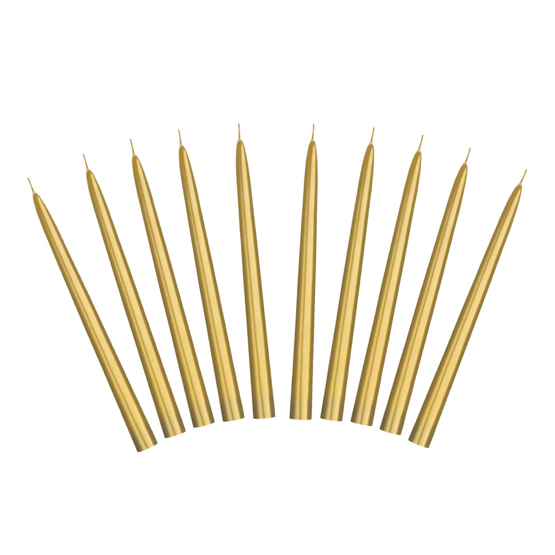 10 Gold Taper Candles 24cm, Dinner Candles, Christmas Candle, Stick Candles, Xmas Party Candles