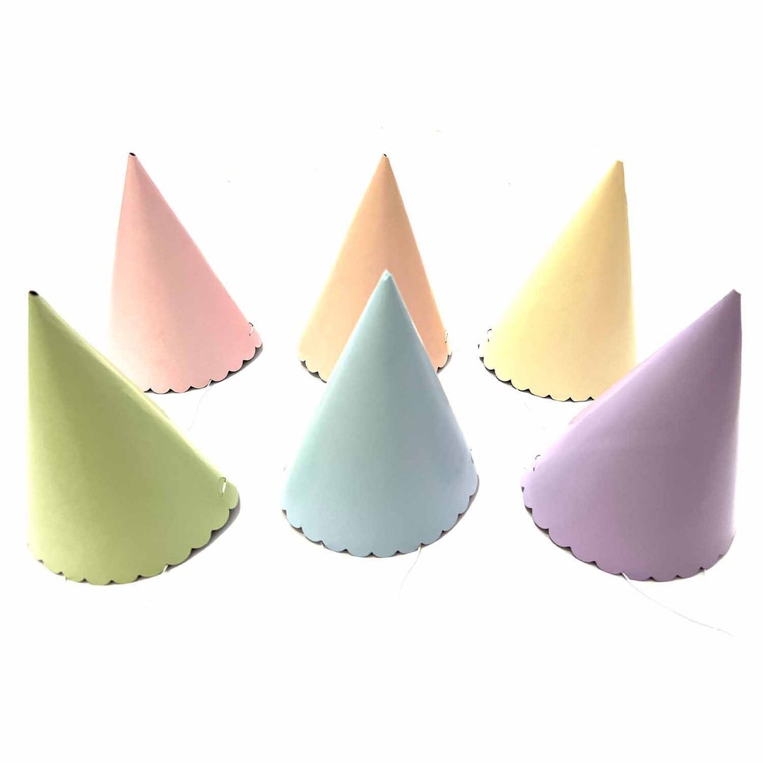 6 Pastel Mix Paper Hats, Party Hats, Pastel Party Hats, Party Favours