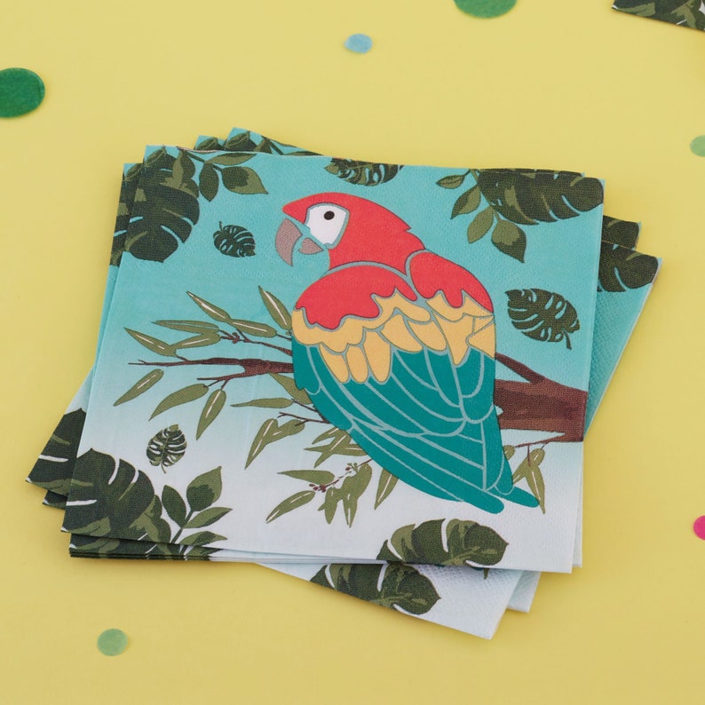 Island Life Party Safari Party 16 Parrot Paper Napkins Summer Party Birthday Party Napkins Party Tableware Party Napkins Jungle Party