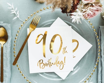 Gold Foil 90th Birthday Napkins (Pack of 20)
