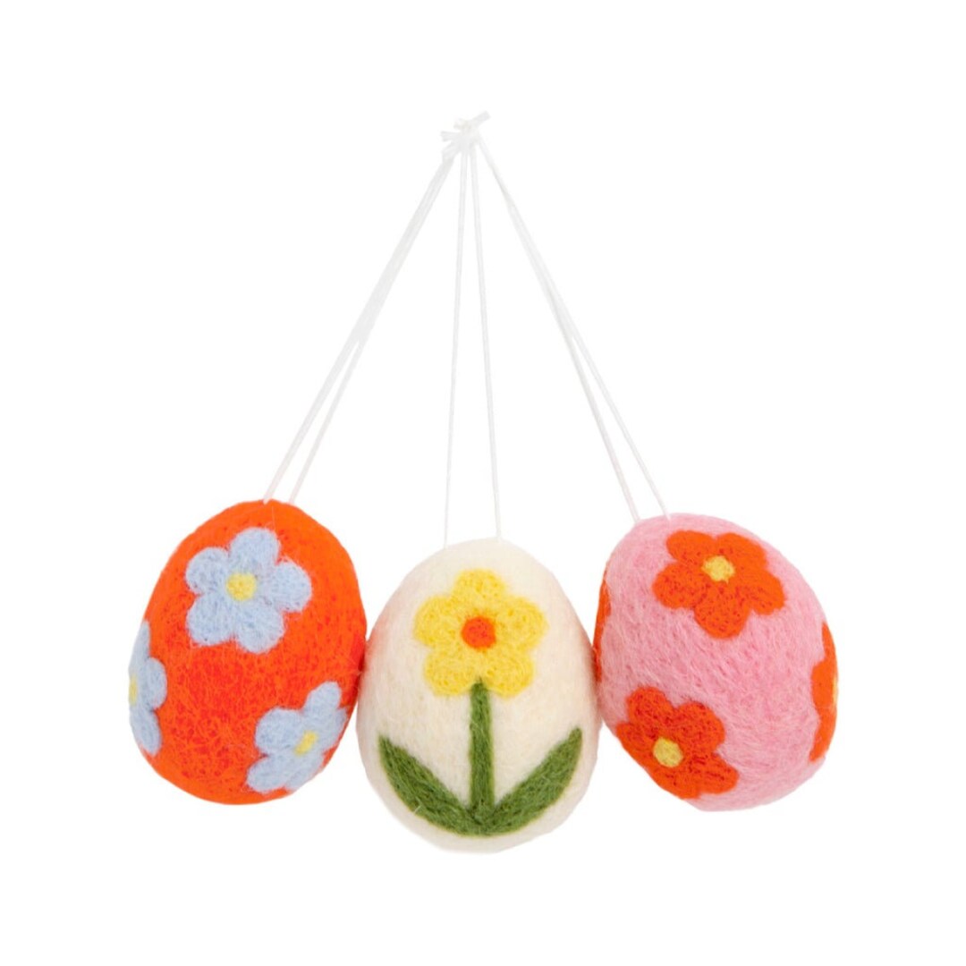 3 Truly Bunny Felt Egg Decorations Easter Eggs Easter Etsy