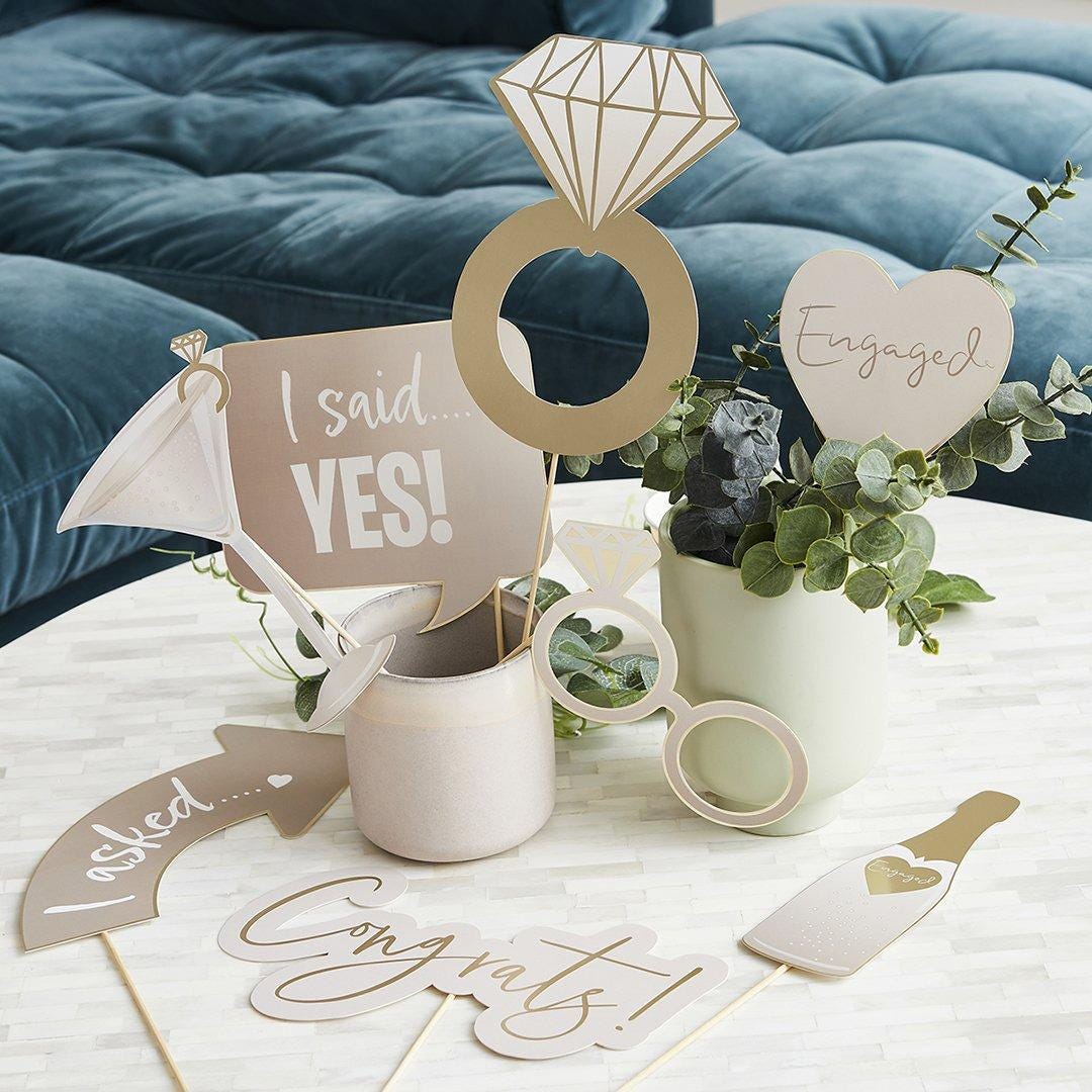 Engagement Photo Booth Props: Bridal Shower Party Kit (10 Piece) - Etsy