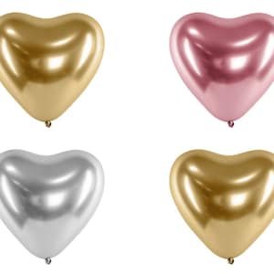 6 Heart Glossy Latex Balloons, Anniversary Balloons, Baby Shower Decor, Wedding Decorations, Birthday Balloons, Party Balloons