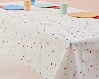 Multicoloured Paper Tablecloth Speckle Print Paper Table cloth Party Suply Party Tablecover Rainbow Party Mermaid First Birthday Table Cover