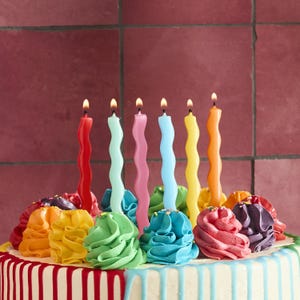 Rainbow Wave Birthday Candles, Birthday Cake Candles, Bright Candles, Birthday Decor, Birthday Party Cake Decorations, Rainbow Decor