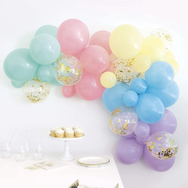 Pastel Rainbow Balloon Arch Kit, Rainbow Party Decorations, Baby Shower, Birthday Party Balloons, DIY Balloon Arch Kit, Party Backdrop