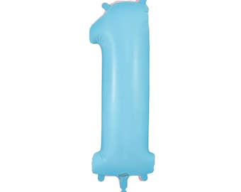 Giant Matte Blue Number 1 Balloon, 1st Birthday Party Decor