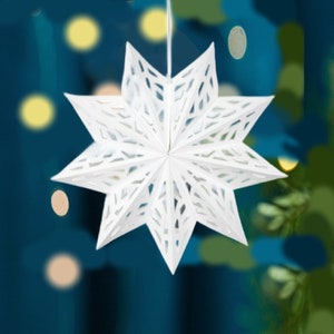 Decorazioni natalizie a forma di stella di carta bianca da appendere, 50 cm, decorazioni natalizie a forma di stella di carta da appendere, decorazioni festive, Natale rustico, Natale bianco
