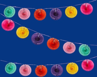 Rainbow Paper Fan Garland, Party Decorations, 2m