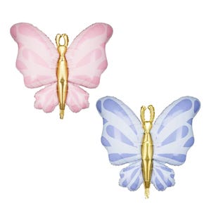 Pink and Blue Butterfly Foil Balloon, Butterfly Birthday Decor, Garden Party, Baby Shower Decor, Girls Birthday Party Decor, Unicorn Party
