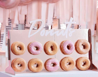 Rose Gold Foiled Donut Wall, Food Displays, Party Buffet, Wedding Food Stand, Doughnut Wall, Party Favours, Wedding Cake Alternative