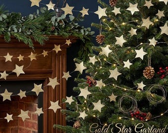 Elegant 4m gold star garland for a celestial nursery or Christmas