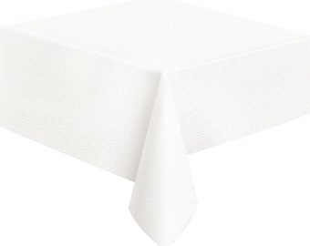 Nappes de table en papier blanc 1,37 m x 2,74 m (54 x 108 po.) Nappe en papier avec doublure en plastique Vaisselle de fête Décoration