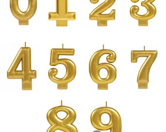 Cake Candles Gold/number candles/0-9 metallic candles/cake toppers/metallic candles
