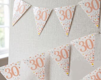Guirnalda de cumpleaños número 30 en oro rosa: Pancarta de fiesta Sparkling Fizz