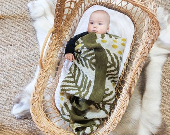 WATTLE baby blanket | pure wool bassinet blanket | merino wool knit | Australian Native flower | boho nursery