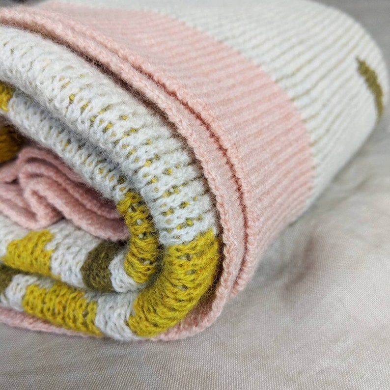 Pure Wool Knitted Baby Blanket With Wattle Flower Pattern Etsy Australia