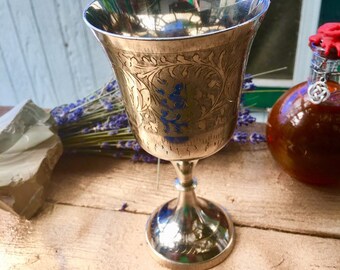 Brass Vintage Golden Chalice of King Arthur Medieval Decor Gothic Goblet