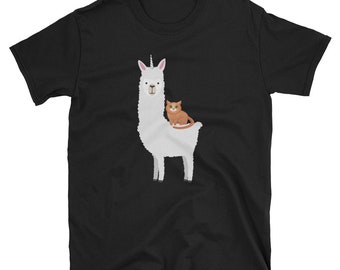 Cat Riding Llamacorn Funny Unisex T Shirt Llama Unicorn  Llama Shirt Gifts Llama Llama Gifts For Women Llama Shirts For Women Llama Pajamas