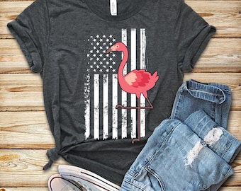 Pink Flamingo Shirt / Tank Top / Hoodie / American Flag Shirt / Pink Flamingo Lover Shirt / Pink Flamingo Gift / July 4th Shirt / Patriotic