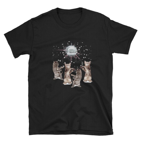 Funny Dancing Cats Disco Ball Unisex T Shirt Kitten Kitty Lover Cat Kitten Kitty Pet Adoption Crazy Cat Lady Funny Rescue Adopt Meow Shirt