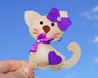 Cadeau d'amant de chat Chats drôles Porte-clés pour son porte-clés chat Chats mignons Cotillons Petit cadeau Fête de chat Chat pour enfants Cadeau original Feutre