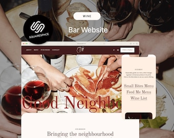 Wine Bar Squarespace 7.1 Template: Modern One-Page Website