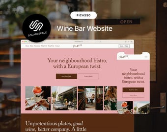Wine Bar Squarespace Template | Modern Restaurant Website | Hospitality Website Design