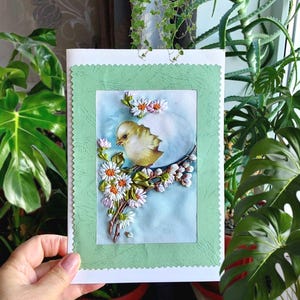 Carte de voeux de Pâques fabriquée à la main, avec broderie au ruban, parfaite pour toutes les occasions, pour les parents, les amis, les enseignants