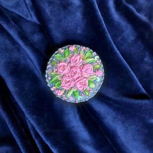 Denim Embroidered Pin Brooch Hand Flower Textile Brooch Unique Nature inspired Gift Handmade birthday gift