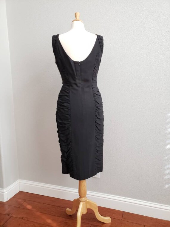 1950's Black Cocktail Dress with Coffin Pleating … - image 5