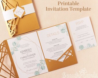 tri fold invitations etsy