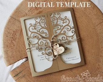 Laser Cut Wedding Invitation Template Cricut Etsy