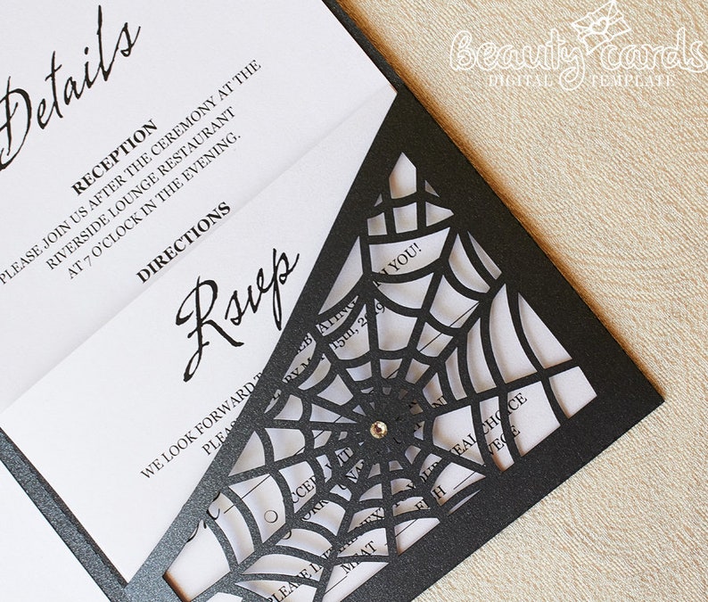 Halloween Wedding Invitation Spider  Template Envelope Etsy