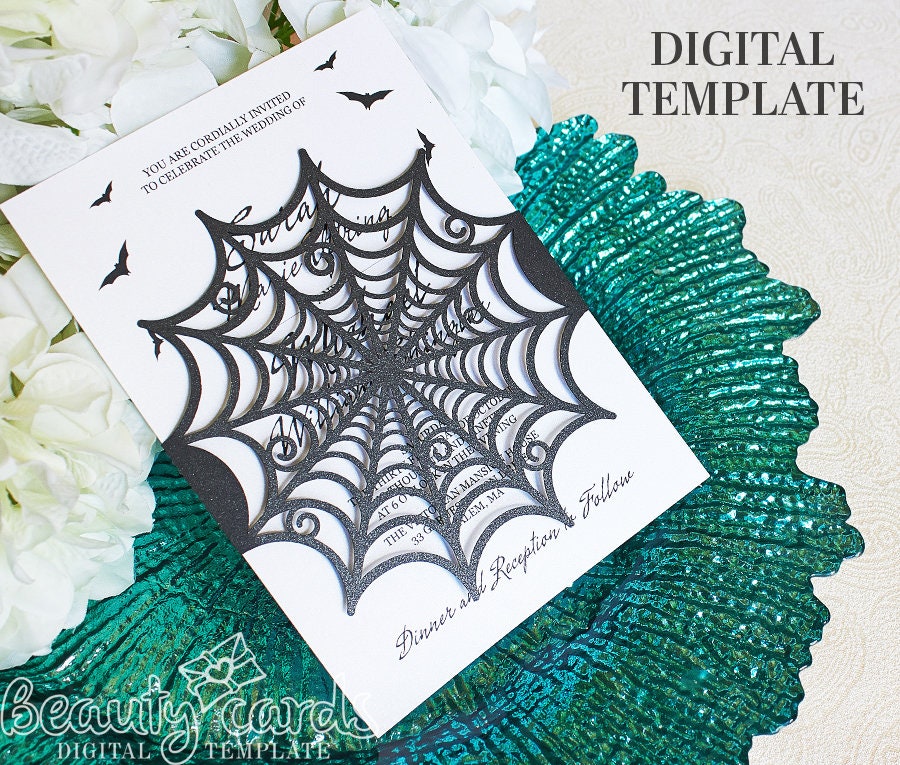 Download Halloween Wedding Invitation Belly Band Spider Web Gothic Etsy
