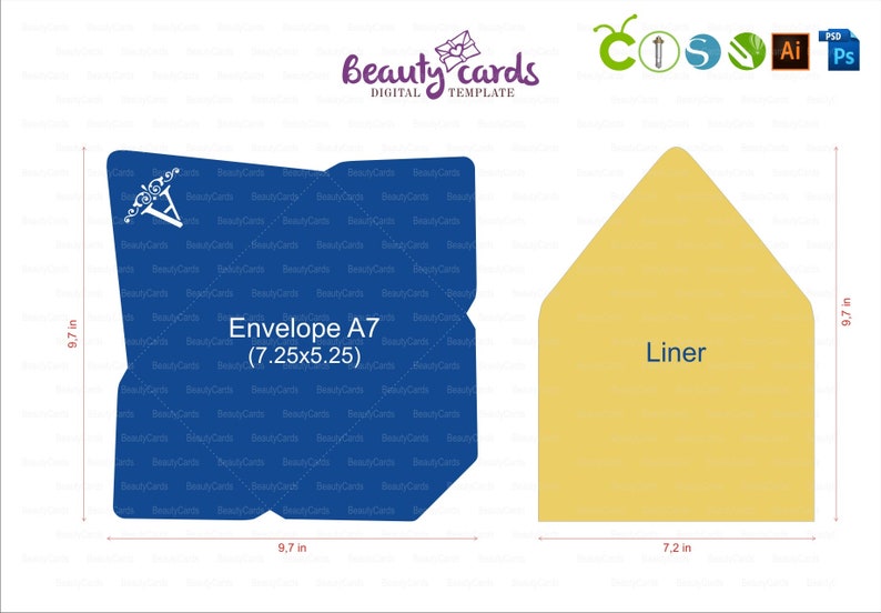 DIY SVG Envelope A7 Template personalized monogram for 5x7 Etsy