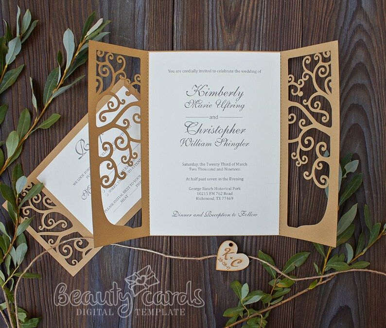 Tree Wedding Invitation template SVG RSVP Card laser cut