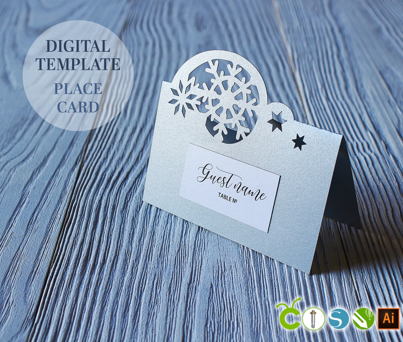 Christmas place card svg template wedding Escort card Etsy