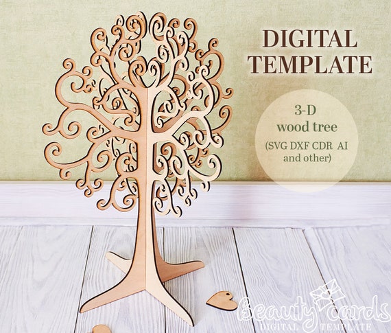 Download 3d Wood Tree Template Laser Cut Files Svg Ai Dxf Cdr Etsy