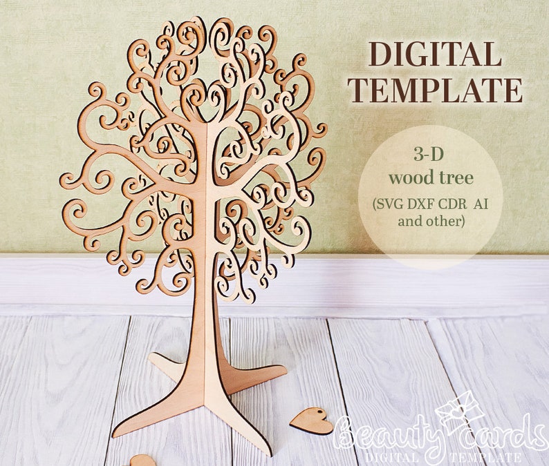 3d Wood Tree Template Laser Cut Files Svg Ai Dxf Cdr Image 0