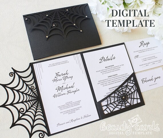 Download Halloween Wedding Invitation Spider Web Template Envelope Etsy