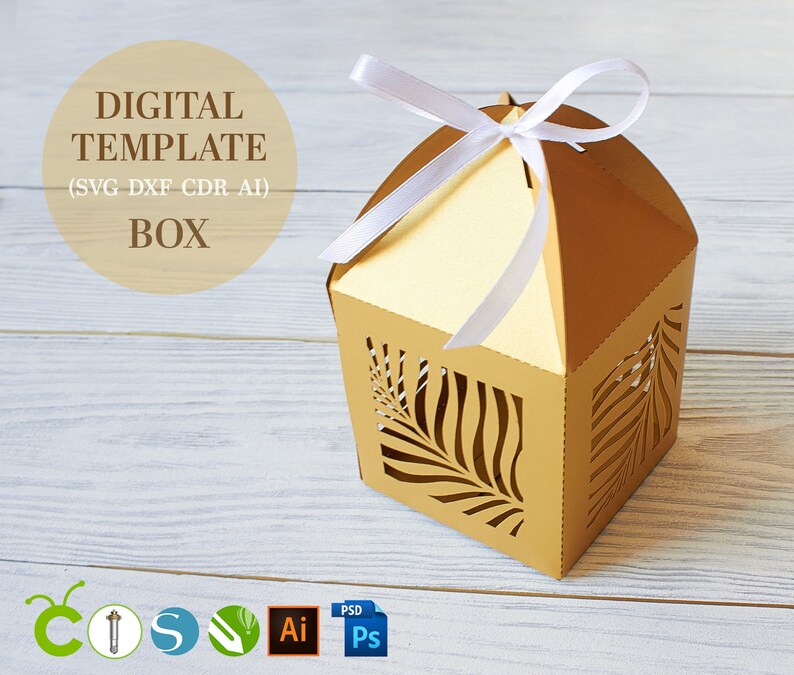 Download SVG Wedding Favor Box Template Laser cutting tropical ...