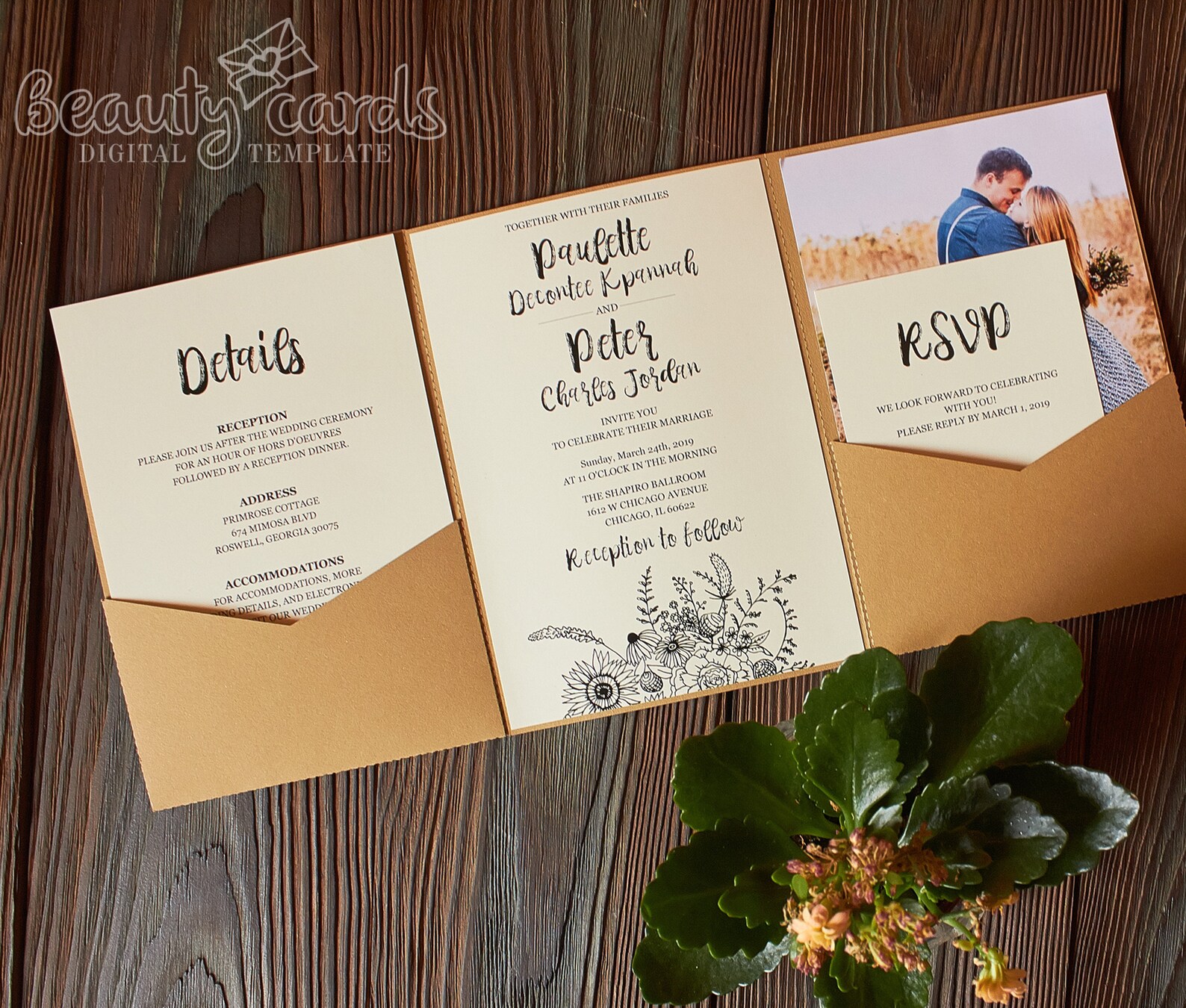 Pocket envelope svg templatePocketfold svgTri fold wedding Etsy