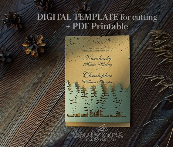Download Svg Wedding Invitation Template Bellyband 5x7 Forest Botanic Etsy