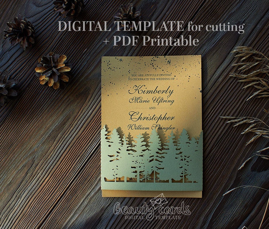 Download Svg Wedding Invitation Template Bellyband 5x7 Forest Botanic Etsy